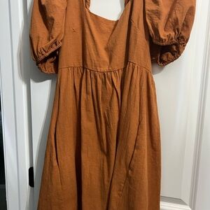 Altar’d state puff sleeve dress - Medium, mustard